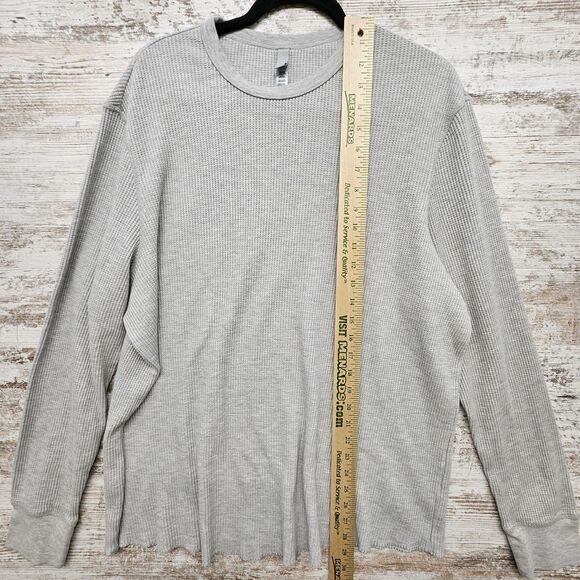 Skims Mens XL Waffle Long Sleeve Top Light Heather Gray Soft Cozy Base Lounge - Picture 5 of 7